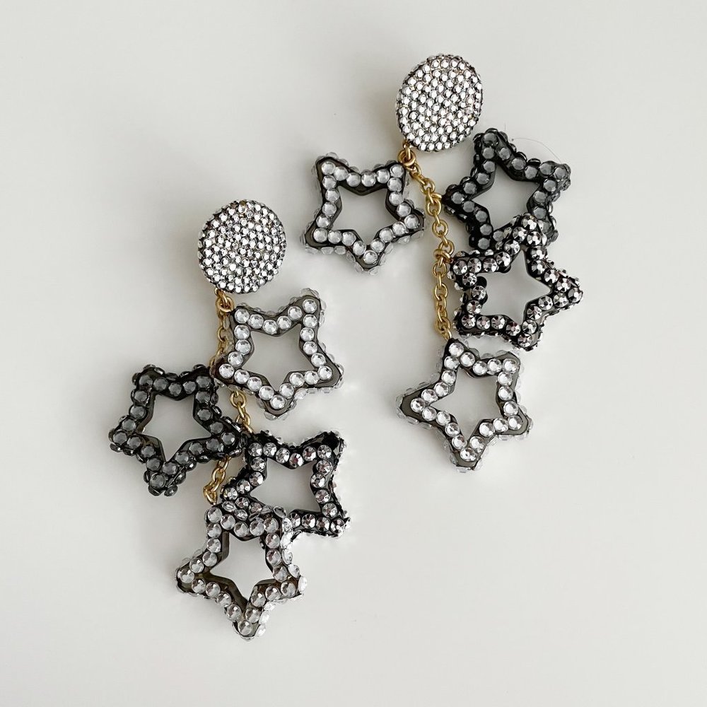 J. Crew Starry Drop Earrings with Crystals (Licorice)